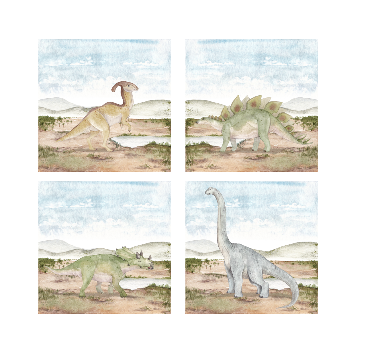 Poster Set Dino Landschaft 