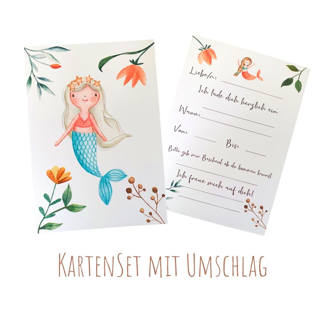 Meerjungfrau Einladungskarte A6 mit Umschlag 